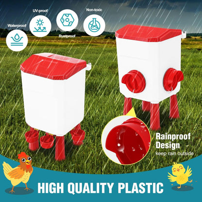 CARLA HOME Automatic Chicken Feeder Waterer Set with 8KG Food 7L Water Capacity for Coop, Chickens, Ducks, Quails (Red) - Image 8