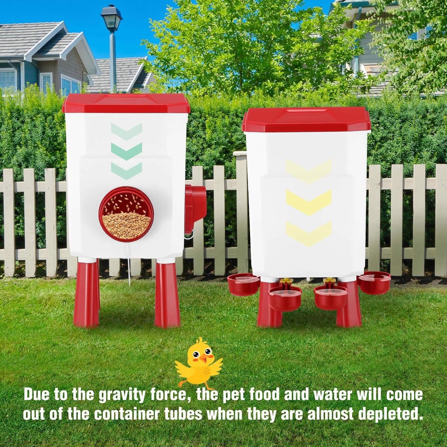 CARLA HOME Automatic Chicken Feeder Waterer Set with 8KG Food 7L Water Capacity for Coop, Chickens, Ducks, Quails (Red) - Image 9