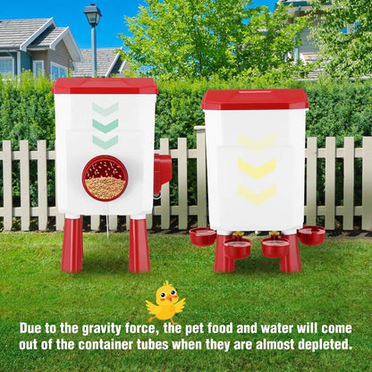 CARLA HOME Automatic Chicken Feeder Waterer Set with 8KG Food 7L Water Capacity for Coop, Chickens, Ducks, Quails (Red) - Image 9