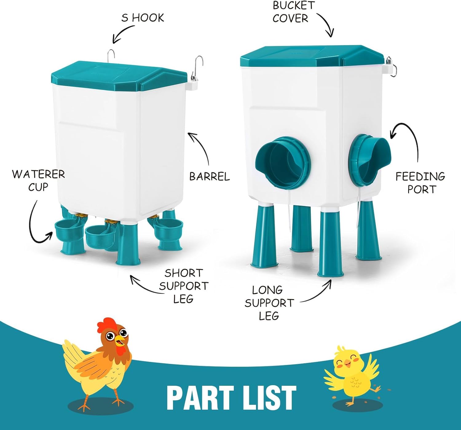 CARLA HOME Automatic Chicken Feeder Waterer Set with 8KG Food 7L Water Capacity for Coop, Chickens, Ducks, Quails (Blue) - Image 9