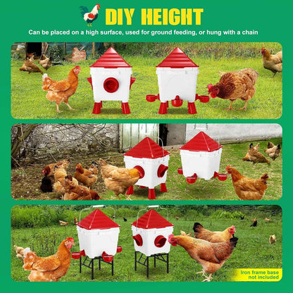 CARLA HOME Chicken Feeder Waterer Set, Automatic Gravity Dispenser with 8KG Food & 8L Water Capacity, 4 Ports & Cups, Clean Poultry Feeding for Coop, Duck, Quail, Hen - Image 5