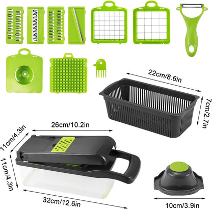 CARLA HOME Multifunctional Mandoline Vegetable Chopper 16-in-1 with Stainless Steel Blades, Storage Container & Hand Guard for Fruits & Veggies - Image 3