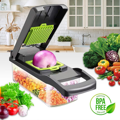 CARLA HOME Multifunctional Mandoline Vegetable Chopper 16-in-1 with Stainless Steel Blades, Storage Container & Hand Guard for Fruits & Veggies - Image 4