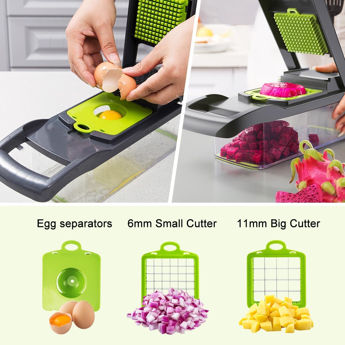CARLA HOME Multifunctional Mandoline Vegetable Chopper 16-in-1 with Stainless Steel Blades, Storage Container & Hand Guard for Fruits & Veggies - Image 5