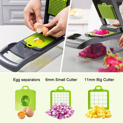 CARLA HOME Multifunctional Mandoline Vegetable Chopper 16-in-1 with Stainless Steel Blades, Storage Container & Hand Guard for Fruits & Veggies - Image 5