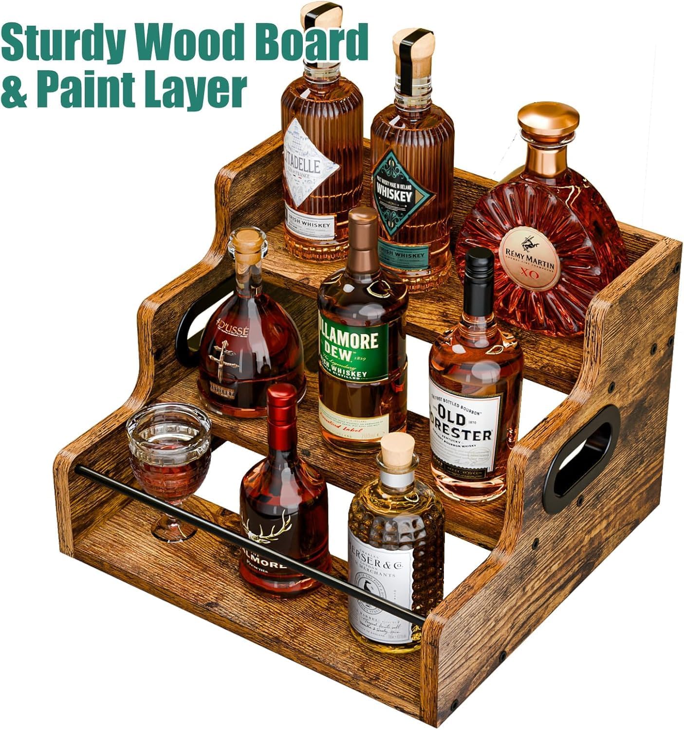 CARLA HOME 3-Tier Liquor Bottle Display Shelf Rack Bar Organizer for Whiskey, Wine, Coffee Syrups, Spirits & Bottles - Image 6