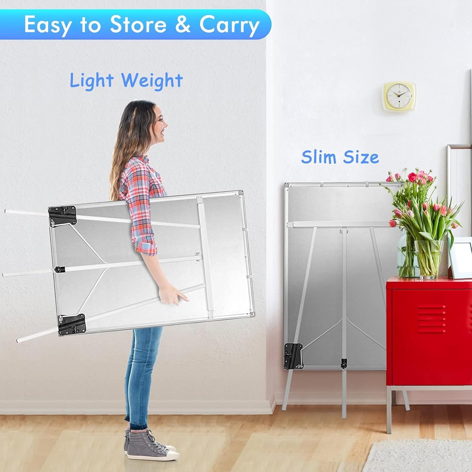 CARLA HOME Whiteboard Easel Portable Magnetic Dry Erase Board with Adjustable Tripod Stand & Height Adjustable for Office & Home (90x60cm) - Image 6