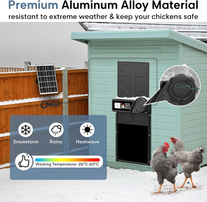 CARLA HOME Solar Automatic Chicken Coop Door with Timer, Light Sensor, Remote Control, Anti-Pinch, LED Screen & USB Charging - Image 5