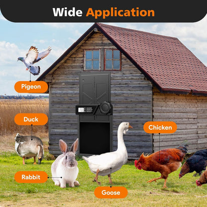 CARLA HOME Solar Automatic Chicken Coop Door with Timer, Light Sensor, Remote Control, Anti-Pinch, LED Screen & USB Charging - Image 8