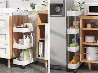CARLA HOME Slim Storage Cart Organizer Trolley with Wheels for Kitchen, Bathroom, Laundry & Narrow Spaces (4 tier) - Image 3