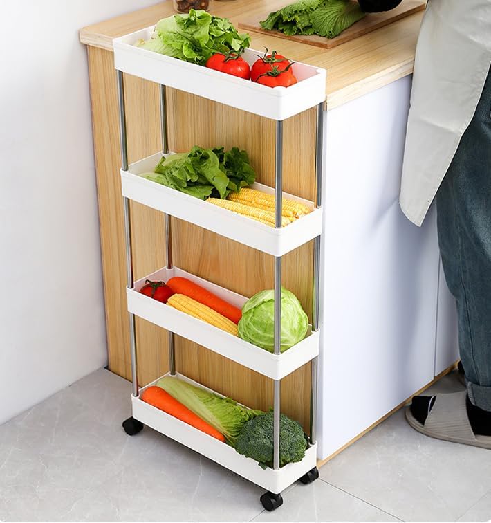 CARLA HOME Slim Storage Cart Organizer Trolley with Wheels for Kitchen, Bathroom, Laundry & Narrow Spaces (4 tier) - Image 5