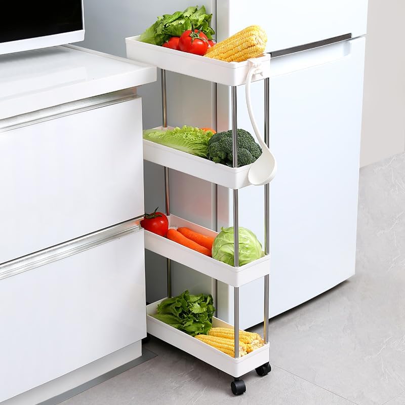 CARLA HOME Slim Storage Cart Organizer Trolley with Wheels for Kitchen, Bathroom, Laundry & Narrow Spaces (4 tier) - Image 6