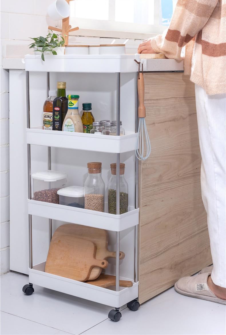 CARLA HOME Slim Storage Cart Organizer Trolley with Wheels for Kitchen, Bathroom, Laundry & Narrow Spaces (4 tier) - Image 7