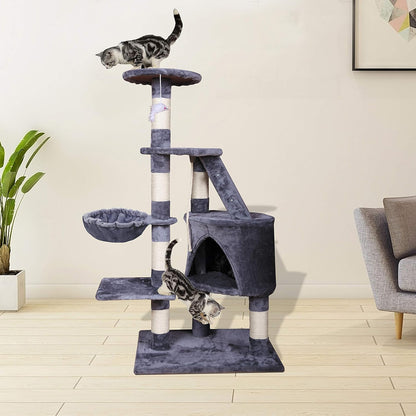 CARLA HOME 120cm Cat Tree for Indoor Cats with Condo, Hammock & Plush Perchfor for Kittens & Adult Cats - Image 7