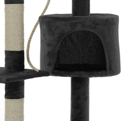 CARLA HOME 140cm Cat Tree for Indoor Cats with Plush Perch, Sisal Scratching Posts & Condo for Kittens & Adult Cats (Dark Grey) - Image 7