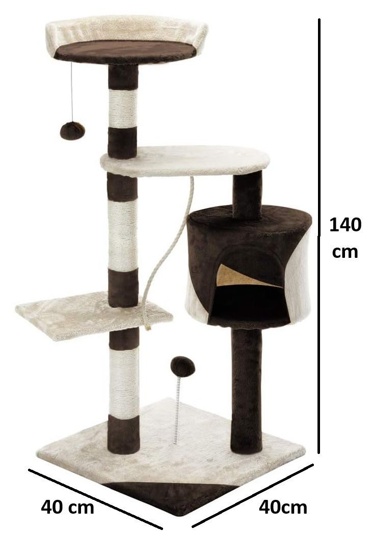 CARLA HOME 140cm Cat Tree for Indoor Cats with Plush Perch, Sisal Scratching Posts & Condo for Kittens & Adult Cats (Beige) - Image 3