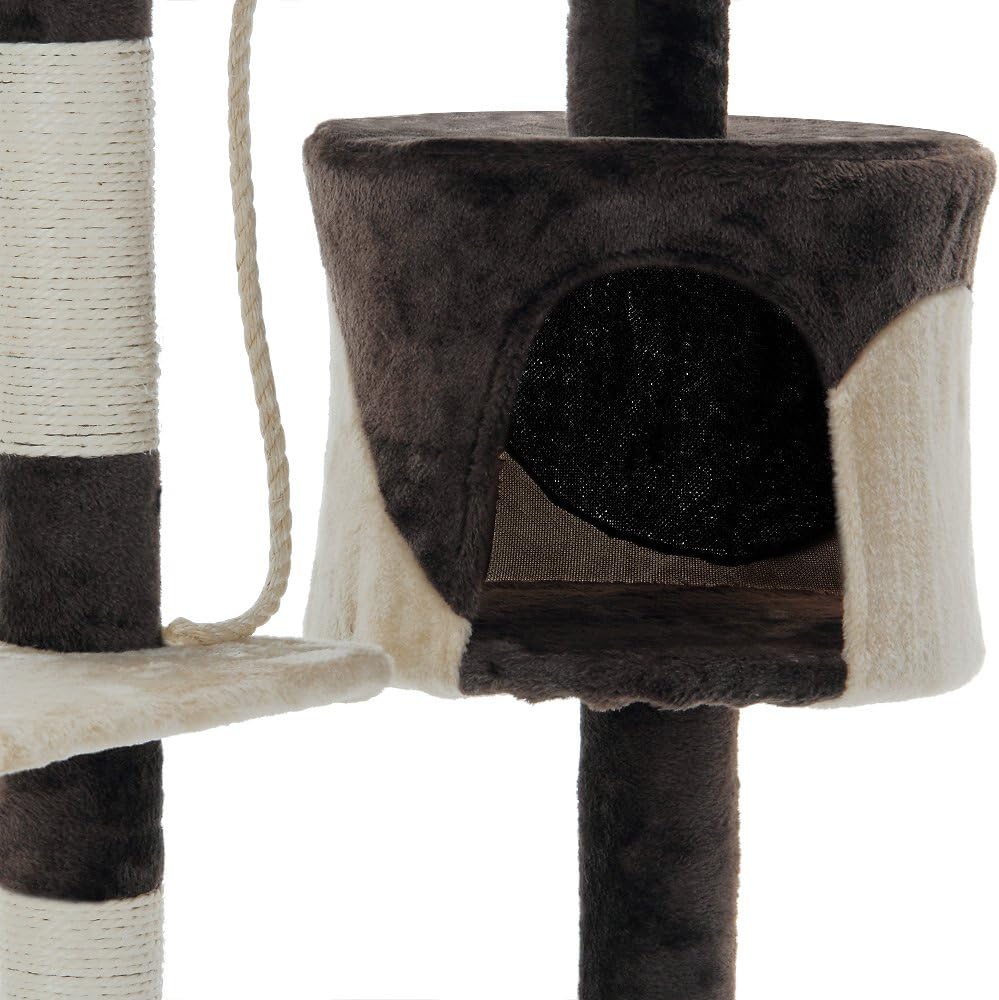 CARLA HOME 140cm Cat Tree for Indoor Cats with Plush Perch, Sisal Scratching Posts & Condo for Kittens & Adult Cats (Beige) - Image 7