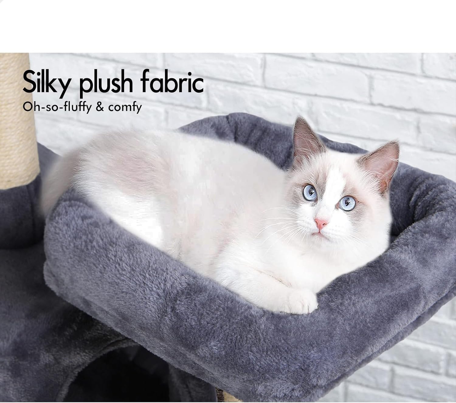 CARLA HOME 180cm Cat Tree Tower for Indoor Cats with Plush Perches, Dual Condos, Natural Sisal Scratching Posts & Ramps for Kittens & Adult Cats (Grey) - Image 7