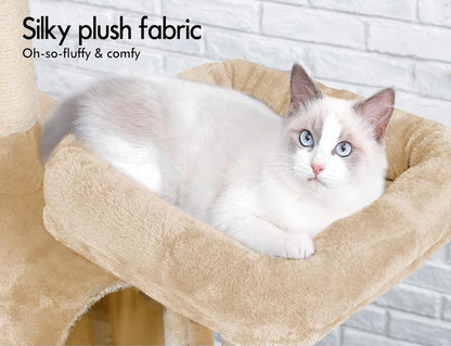 CARLA HOME 180cm Cat Tree Tower for Indoor Cats with Plush Perches, Dual Condos, Natural Sisal Scratching Posts & Ramps for Kittens & Adult Cats (Beige) - Image 7
