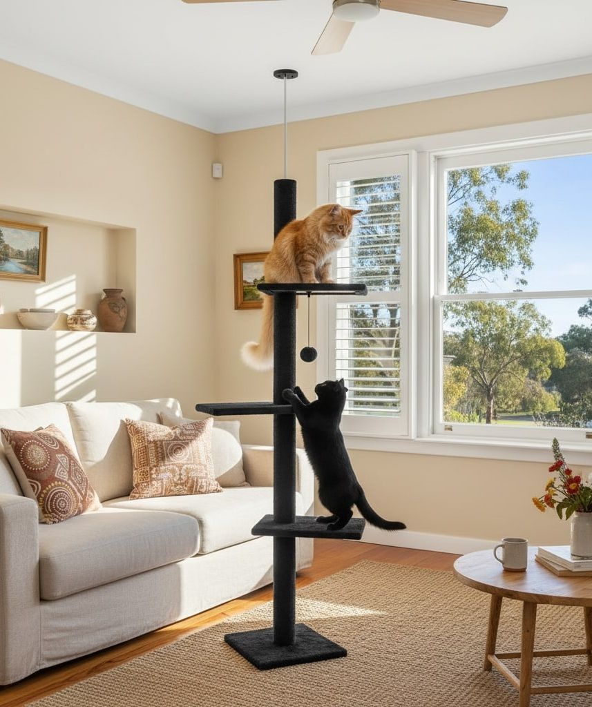 CARLA HOME Floor to Ceiling Cat Tree Tower  with Adjustable Height 230-286cm for Indoor Cats (Black) - Image 2
