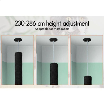 CARLA HOME Floor to Ceiling Cat Tree Tower  with Adjustable Height 230-286cm for Indoor Cats (Black) - Image 4