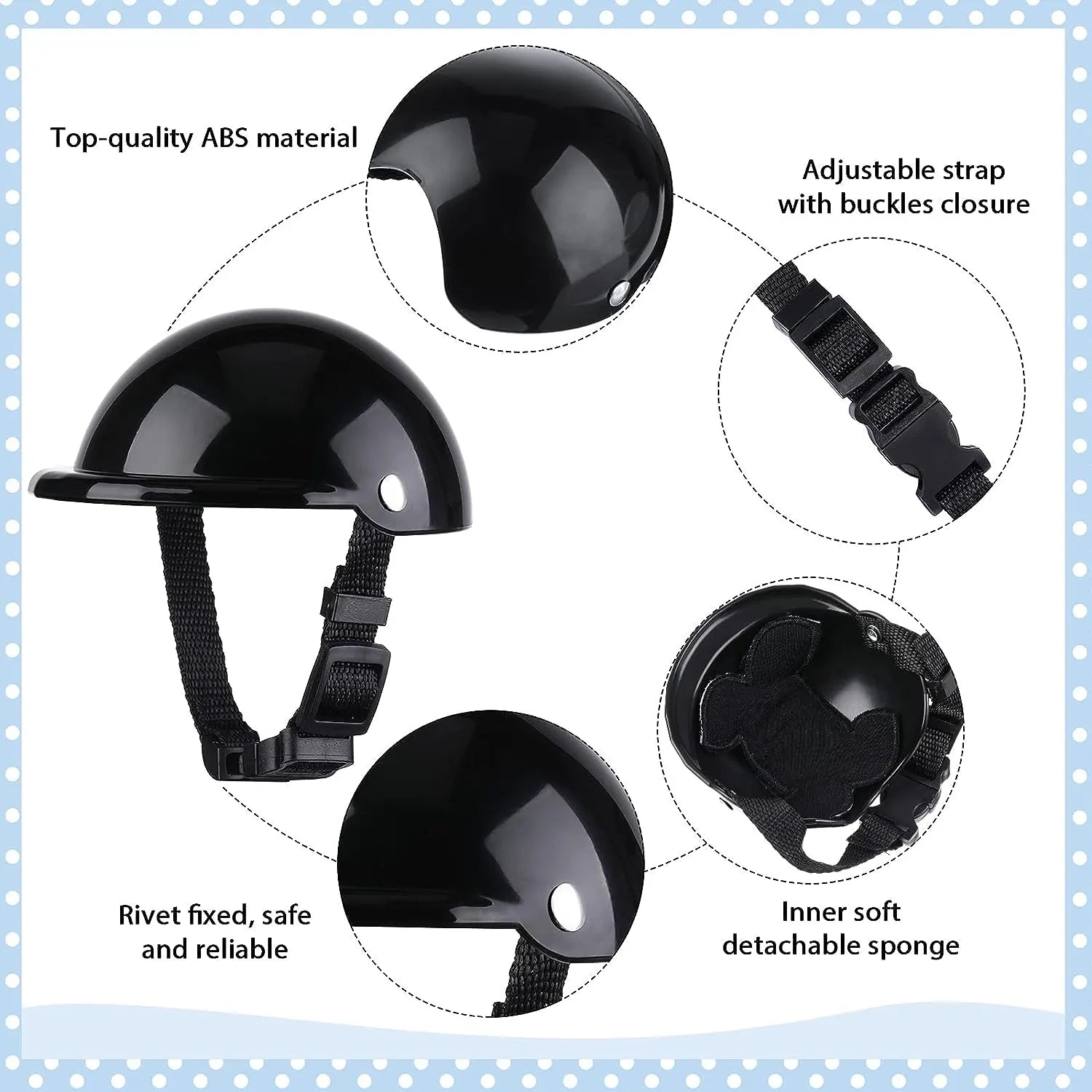 Dog Helmet Goggles, Small Size, Black - Image 3