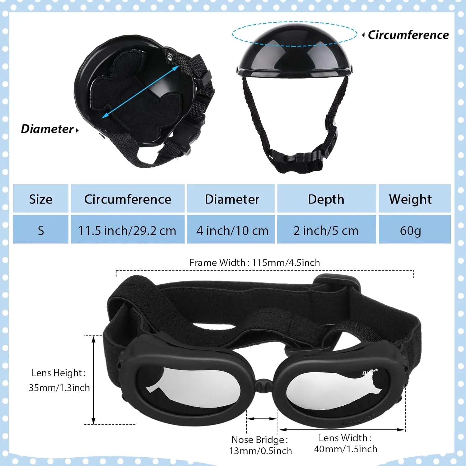 Dog Helmet Goggles, Small Size, Black - Image 4