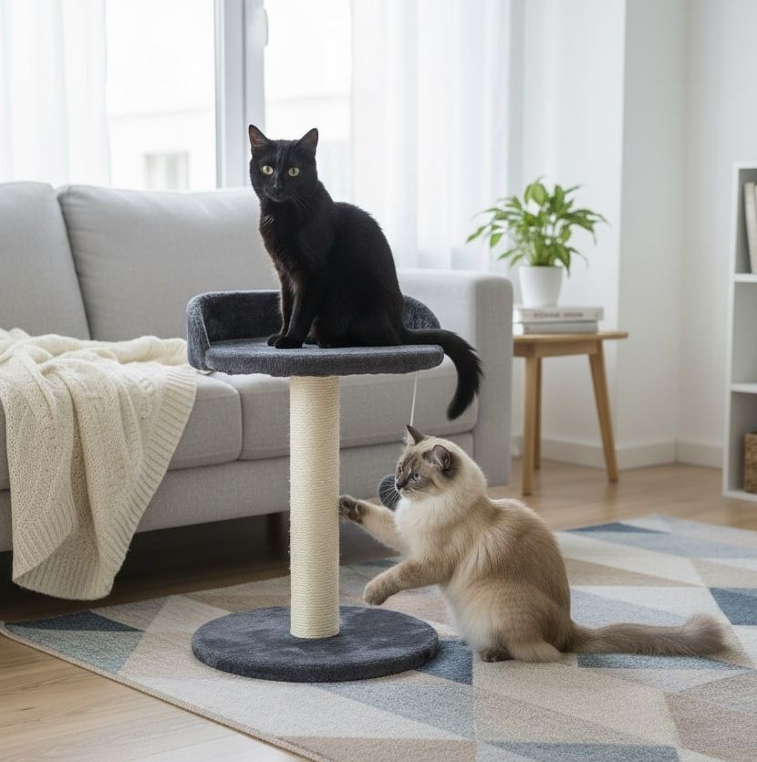 CARLA HOME Cat Tree Tower for Indoor Cats with Plush Perch, Sisal Scratching Post & Hanging Ball Toy for Kittens or Small Breeds - Image 4