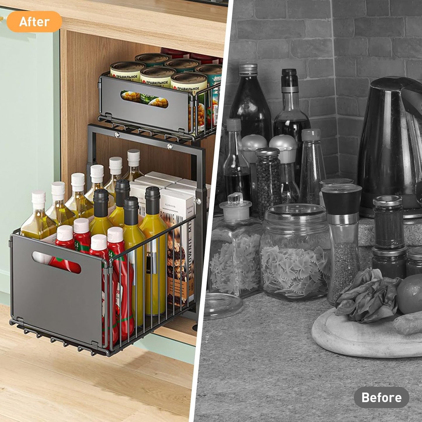 CARLA HOME 2-Tier Under Sink Organizer with Sliding Drawers & Height Adjustable for Kitchen Bathroom Cabinet Organization - Image 6