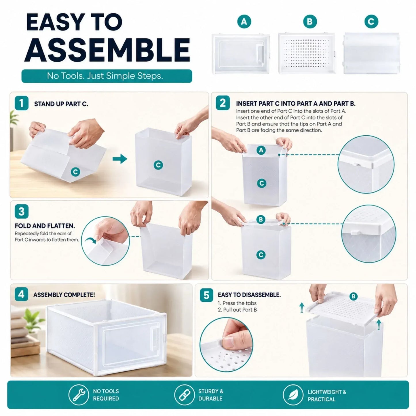 CARLA HOME 12-Pack Clear Stackable Shoe Storage Boxes - White - Shoe Box Storage - Image 4