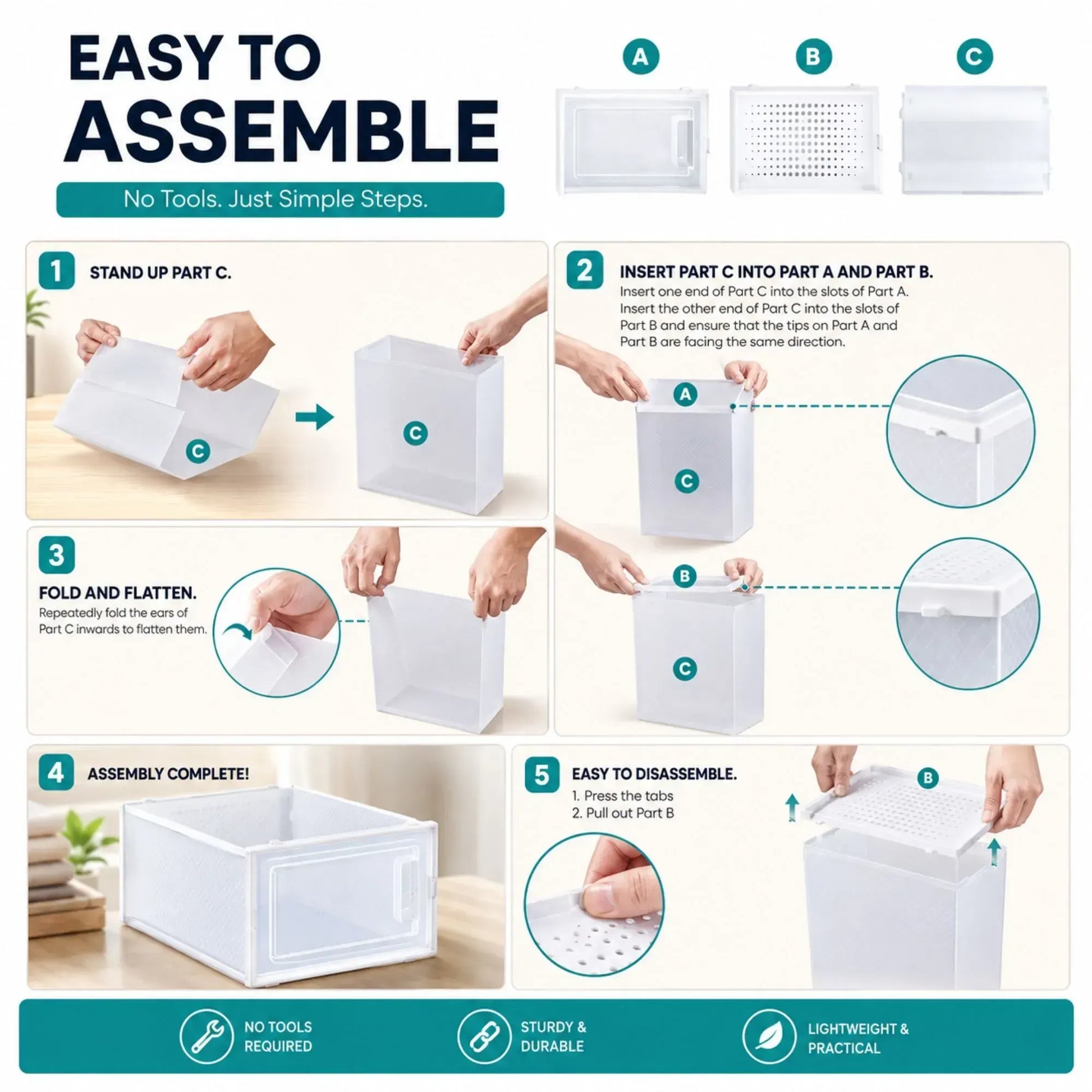 CARLA HOME 12-Pack Clear Stackable Shoe Storage Boxes - White - Shoe Box Storage - Image 4