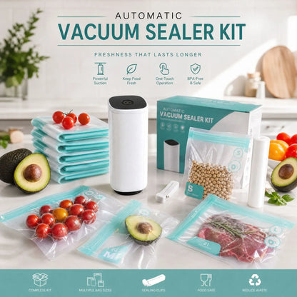CARLA HOME Automatic Vacuum Sealer Kit - 10 Reusable Bags - White - Food Vacuum Set - Image 2