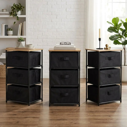 CARLA HOME 3 Drawer Fabric Storage Dresser - Steel Frame - Black - Storage Rack - Rustic - Image 8
