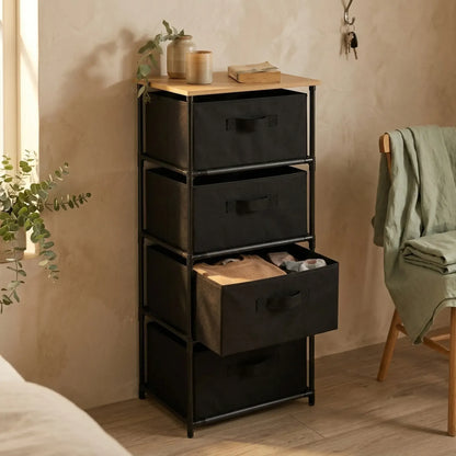 CARLA HOME 4 Drawer Fabric Storage Dresser - Steel Frame - Black - Storage Rack - Rustic - Image 2