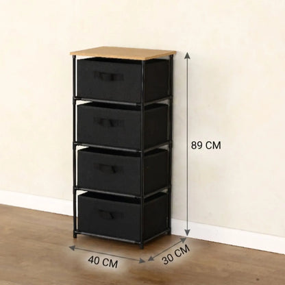 CARLA HOME 4 Drawer Fabric Storage Dresser - Steel Frame - Black - Storage Rack - Rustic - Image 4