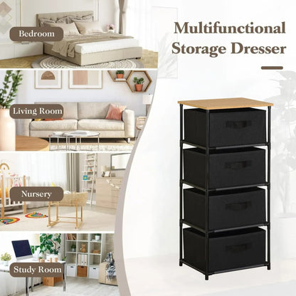 CARLA HOME 4 Drawer Fabric Storage Dresser - Steel Frame - Black - Storage Rack - Rustic - Image 5