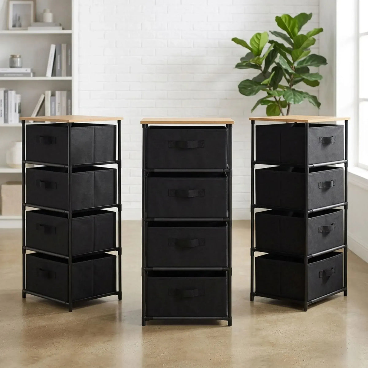 CARLA HOME 4 Drawer Fabric Storage Dresser - Steel Frame - Black - Storage Rack - Rustic - Image 8