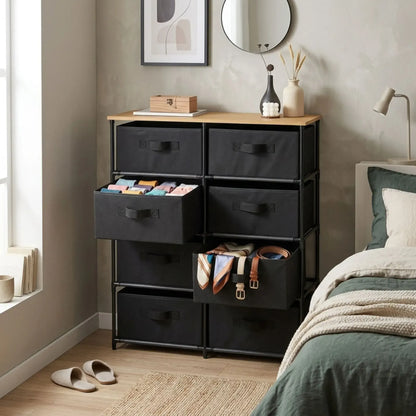 CARLA HOME 8 Drawer Fabric Storage Dresser - Steel Frame - Black - Storage Rack - Rustic - Image 5