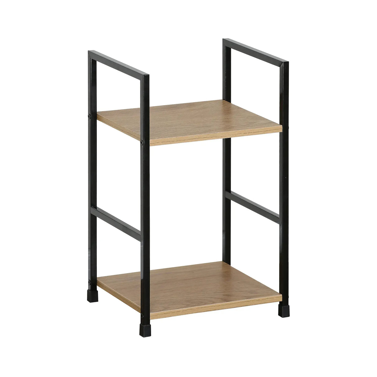 CARLA HOME 2 Tier Bookshelf - Wood Metal Display Shelf - Brown - Rustic - Steel - Living Room Office - Image 8