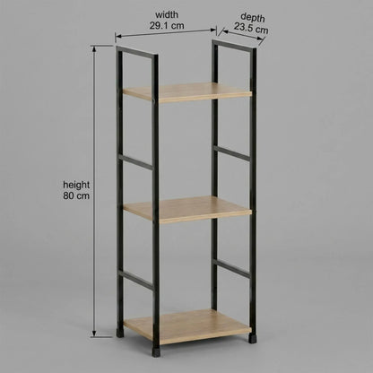 CARLA HOME 3 Tier Bookshelf - Wood Metal Display Shelf - Brown - Rustic - Steel - Living Room Office - Image 3