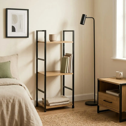 CARLA HOME 3 Tier Bookshelf - Wood Metal Display Shelf - Brown - Rustic - Steel - Living Room Office - Image 6