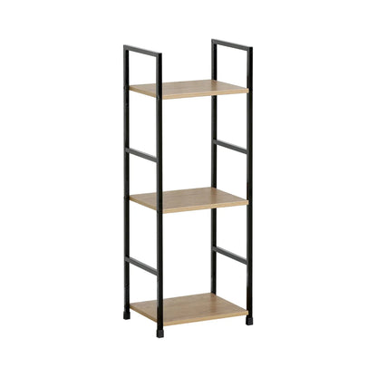 CARLA HOME 3 Tier Bookshelf - Wood Metal Display Shelf - Brown - Rustic - Steel - Living Room Office - Image 8