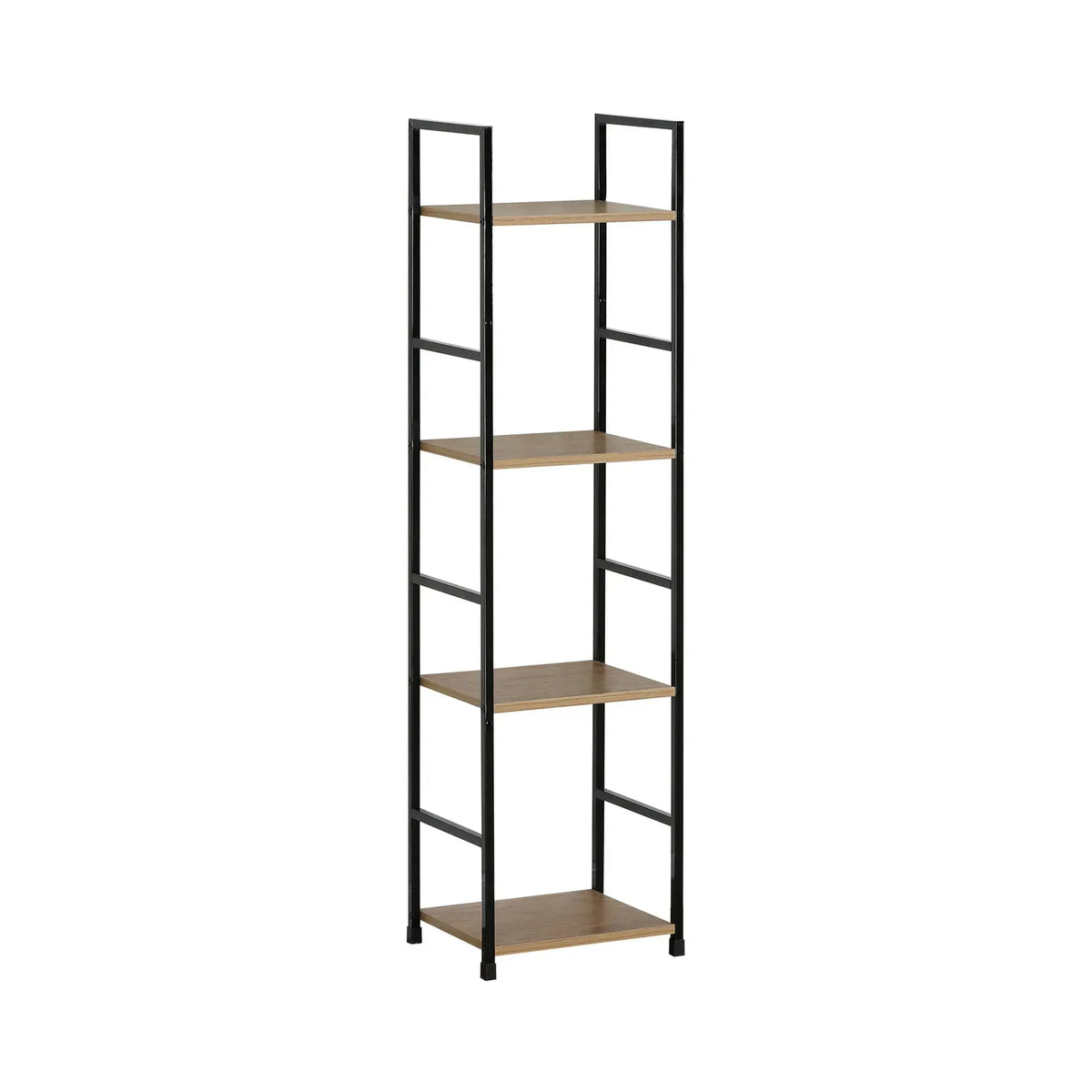 CARLA HOME 4 Tier Bookshelf - Wood Metal Display Shelf - Brown - Rustic - Steel - Living Room Office - Image 8
