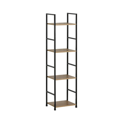 CARLA HOME 4 Tier Bookshelf - Wood Metal Display Shelf - Brown - Rustic - Steel - Living Room Office - Image 8