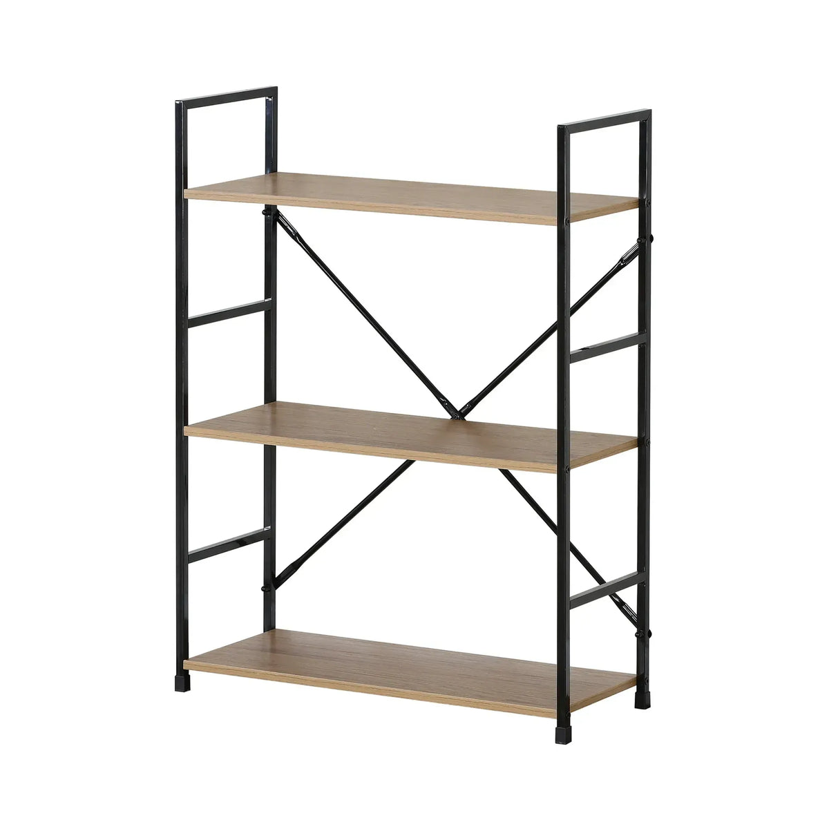 CARLA HOME 3 Tier Bookshelf - Industrial Display Shelf - Brown - Rustic - Steel - Living Room Office - Image 8