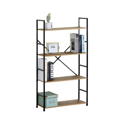 CARLA HOME 4 Tier Bookshelf - Industrial Display Shelf - Brown - Rustic - Steel - Living Room Office