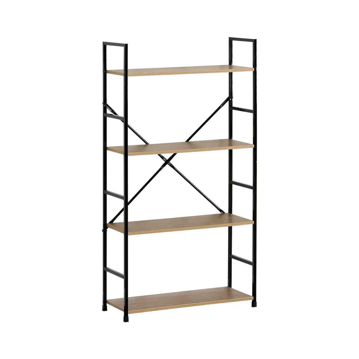 CARLA HOME 4 Tier Bookshelf - Industrial Display Shelf - Brown - Rustic - Steel - Living Room Office - Image 9