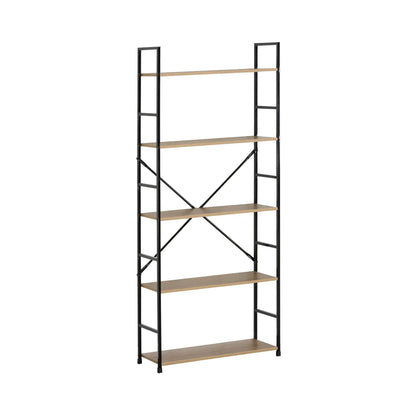 CARLA HOME 5 Tier Bookshelf - Industrial Display Shelf - Brown - Rustic - Steel - Living Room Office - Image 9