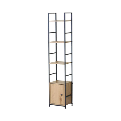 CARLA HOME 5 Tier Bookshelf with Cabinet - Brown - Storage Cabinet - Rustic - Steel - Image 8