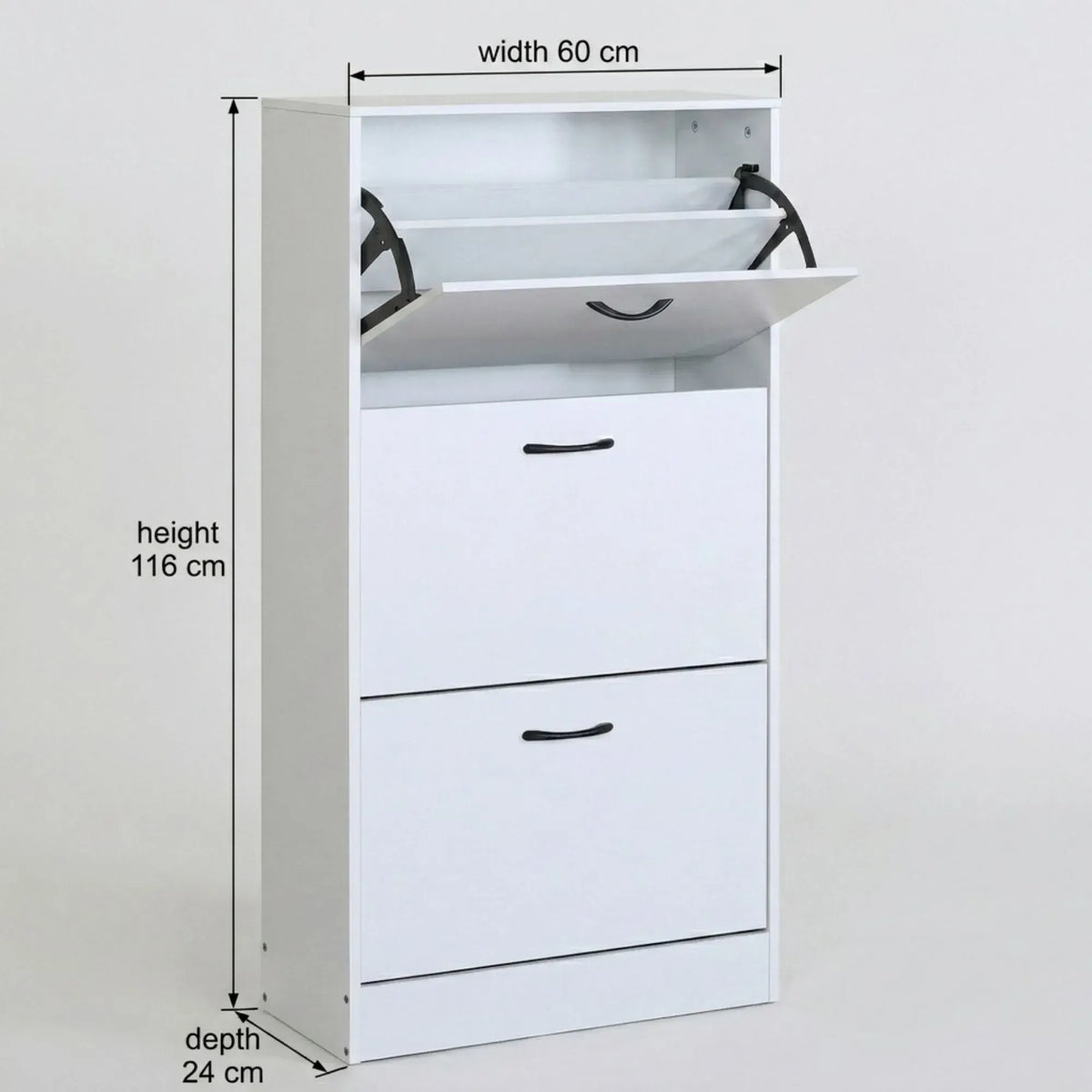 CARLA HOME 3 Flip Drawer Shoe Cabinet - Hidden Storage - Modern - Shoe Storage Cabinet - White - Image 3